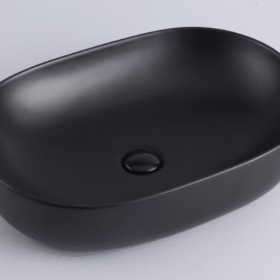 490 x 350 x 135mm Matte Black Oval Basin