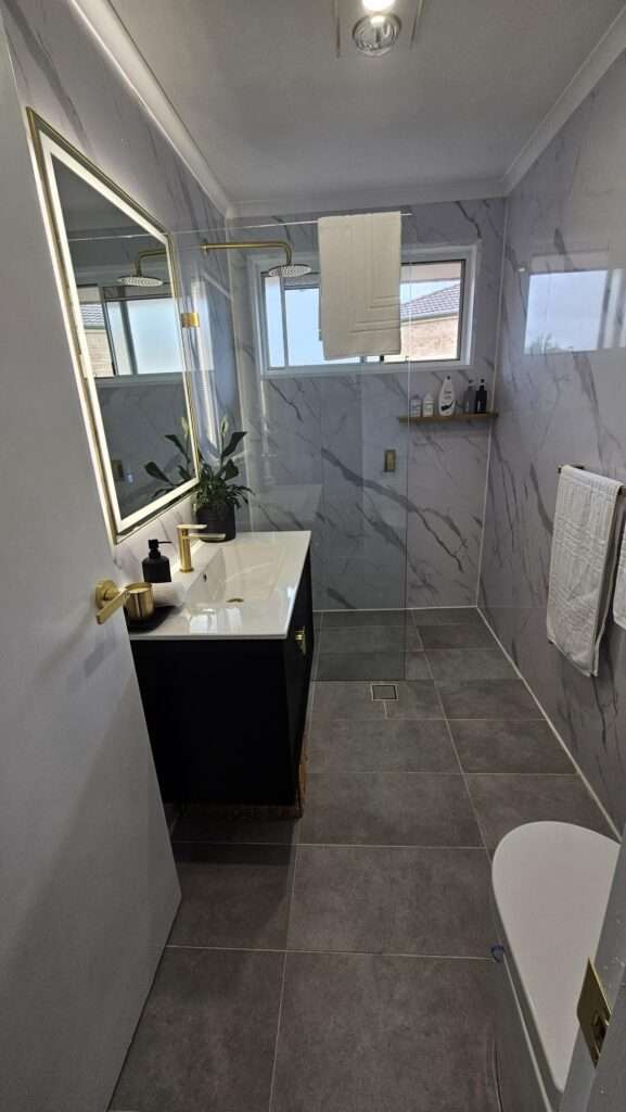 Customer bathroom with wet area panels