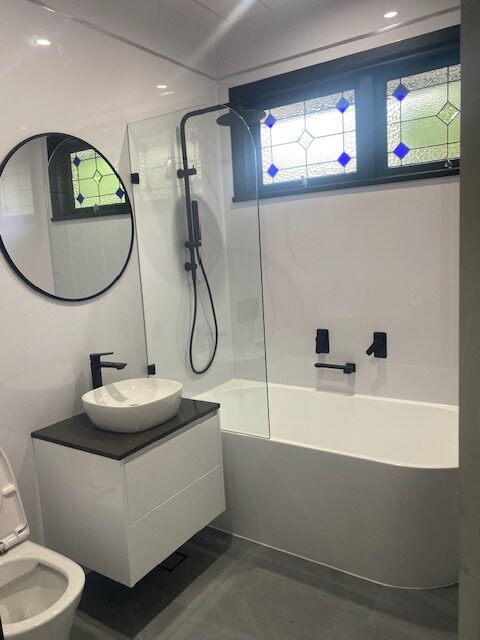 Customer bathroom with wet area panels