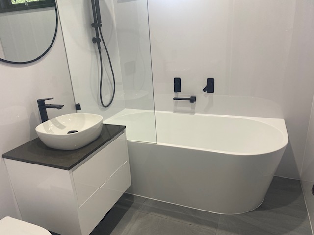 Customer bathroom with wet area panels