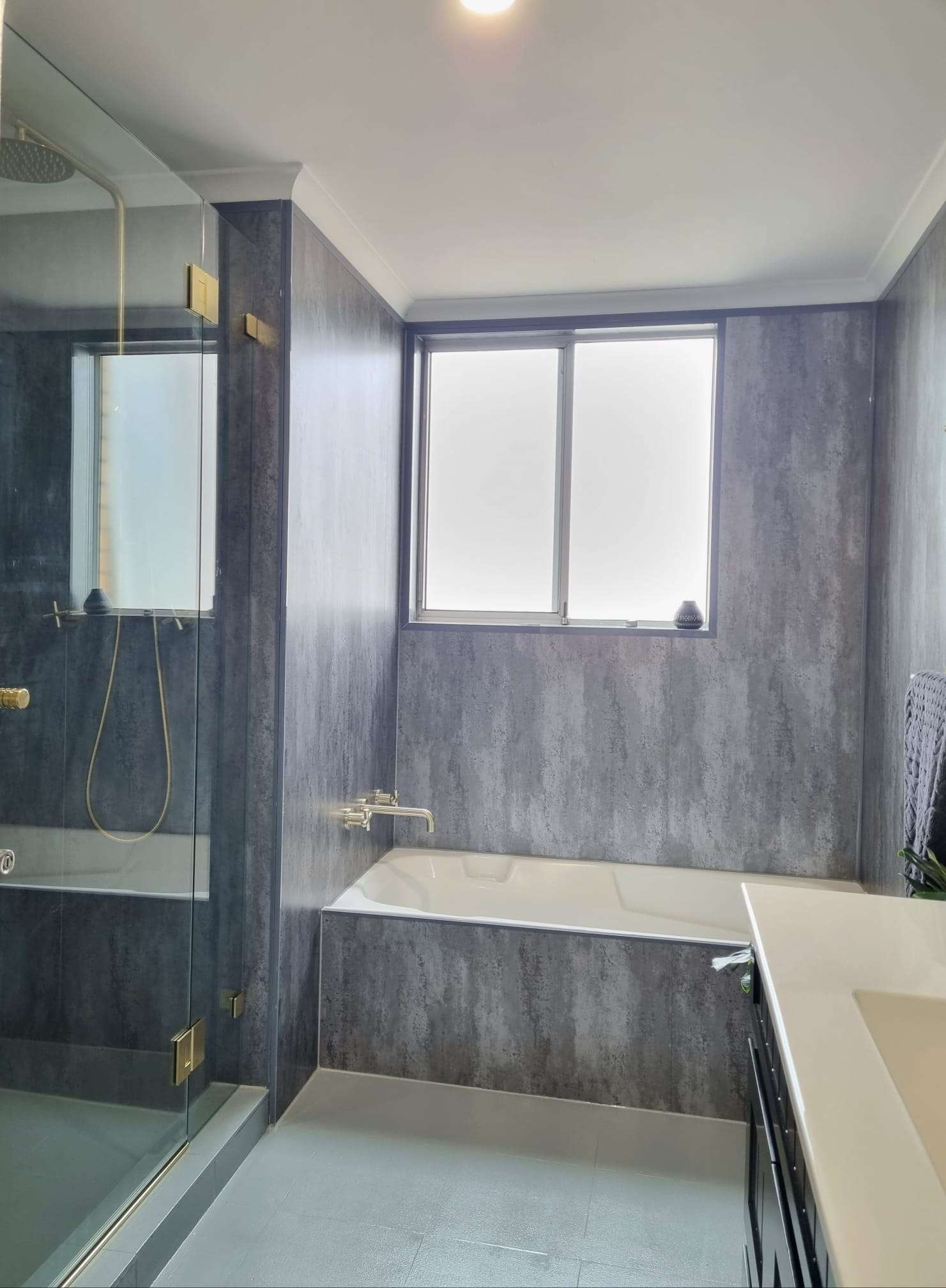 Customer bathroom with wet area panels
