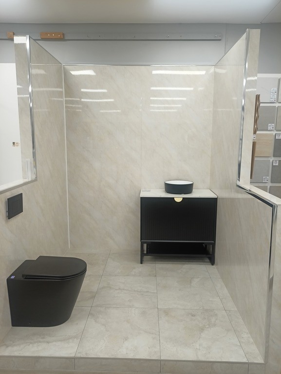 Customer bathroom with wet area panels
