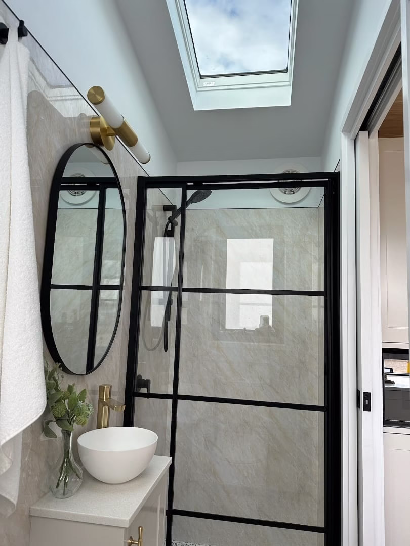 Customer bathroom with wet area panels