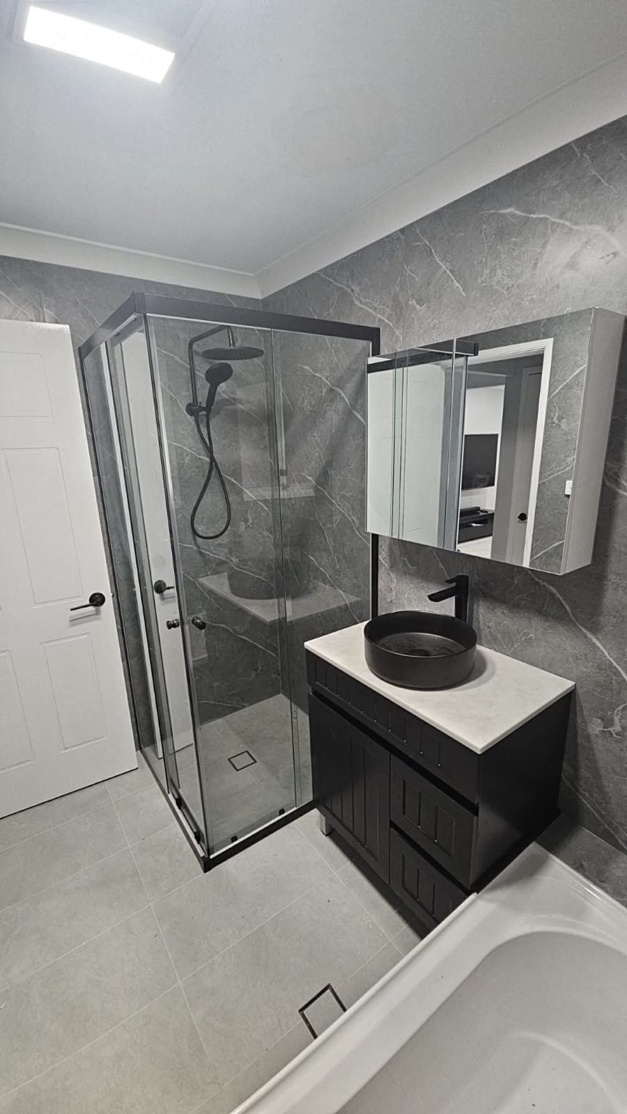 Customer bathroom with wet area panels