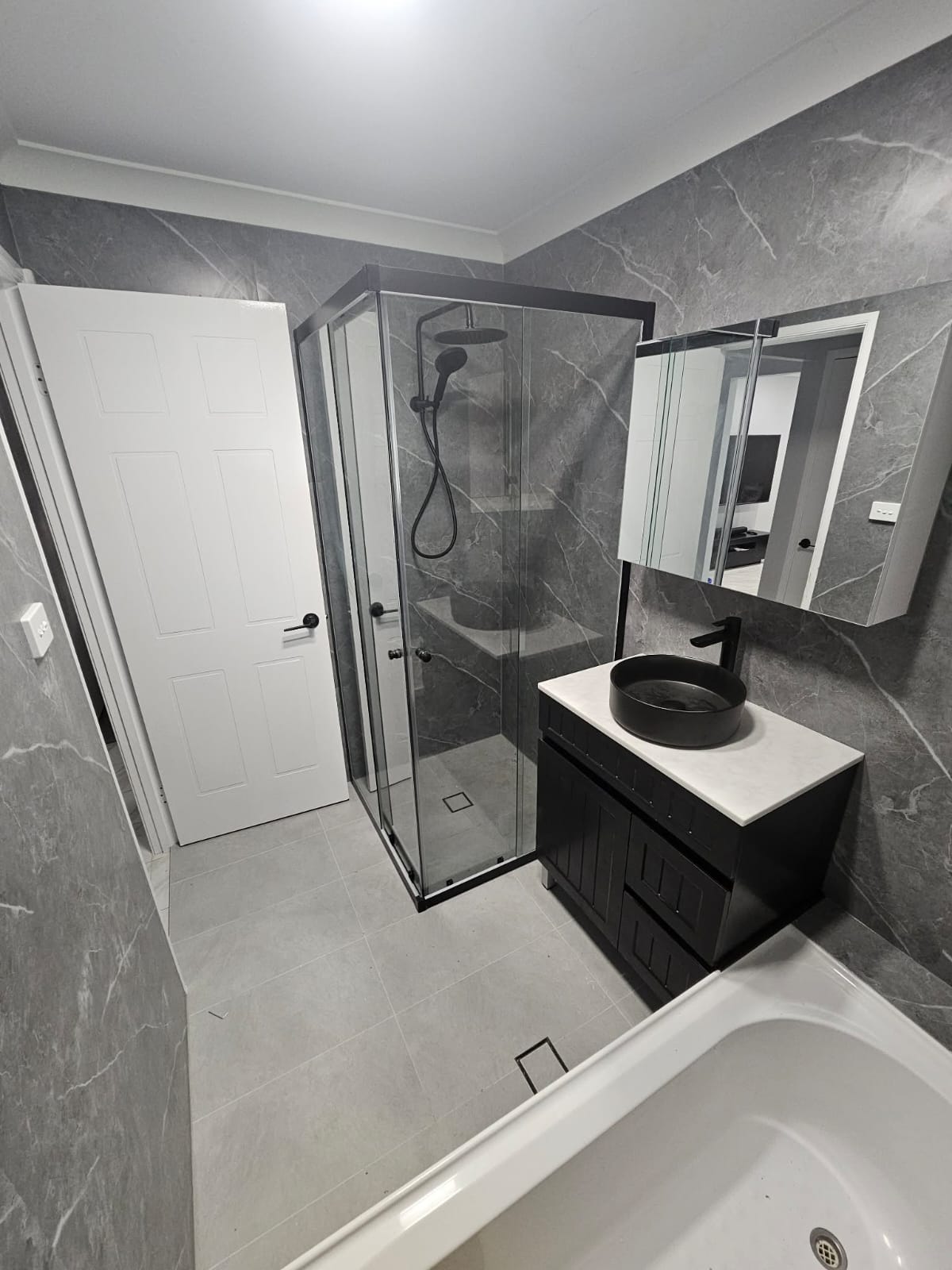 Customer bathroom with wet area panels