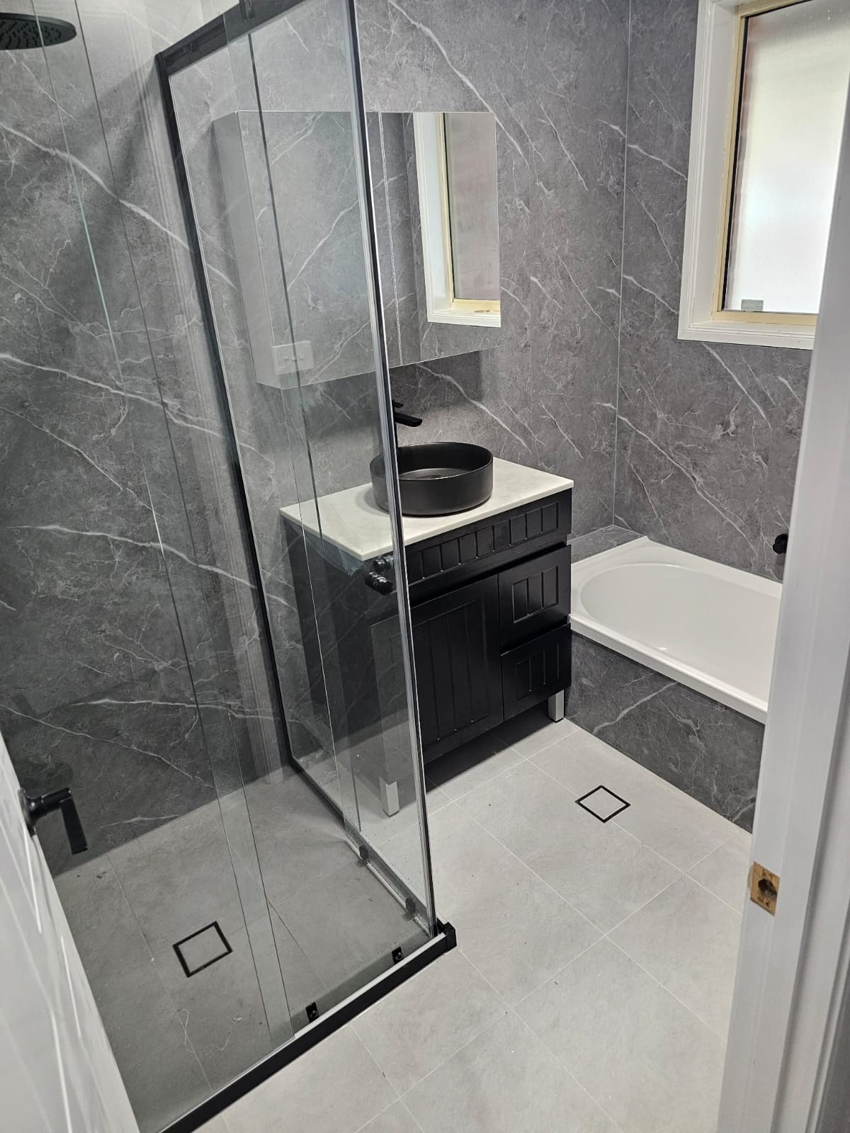 Customer bathroom with wet area panels