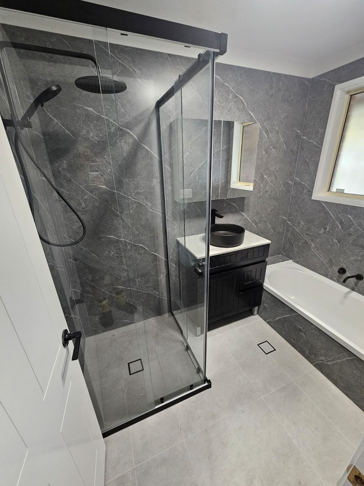 Customer bathroom with wet area panels