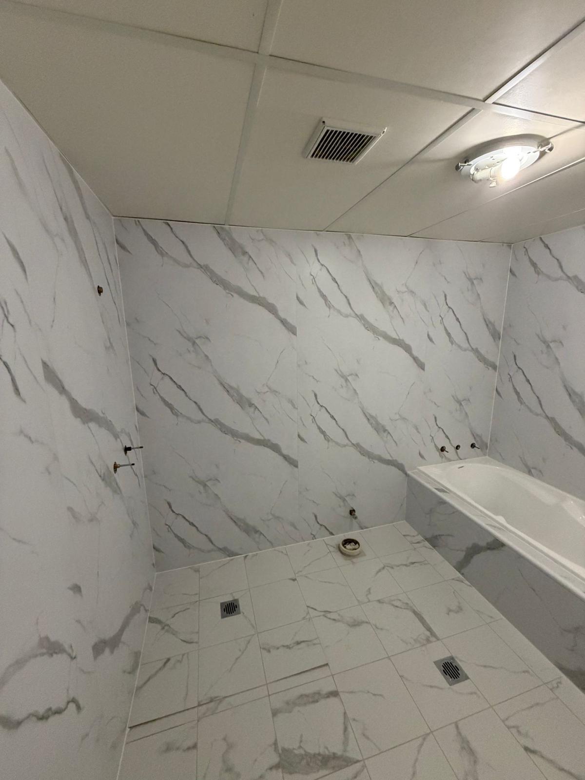Customer bathroom with wet area panels