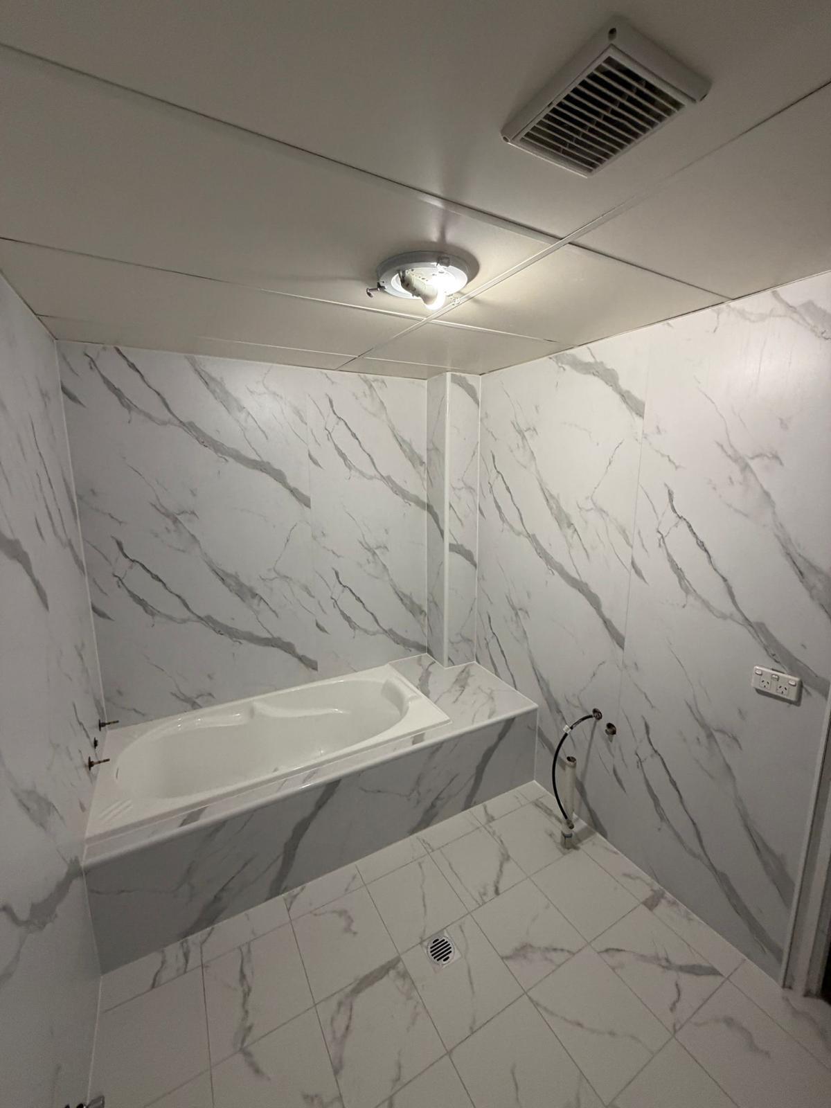 Customer bathroom with wet area panels