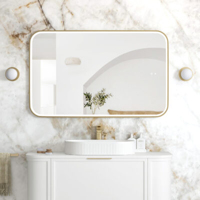1200 x 750mm Brushed Gold Newport Rectangular Metal Framed LED Mirror