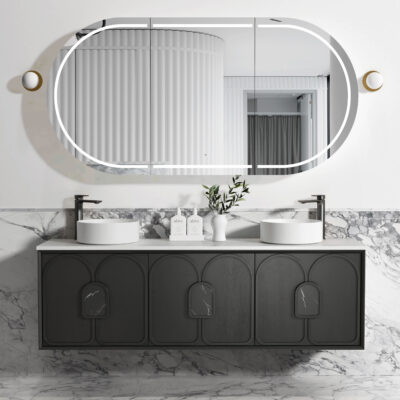 1800mm Black American Oak Laguna Wall Hung Vanity