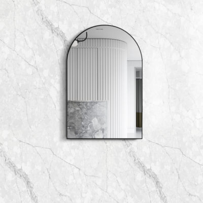 900 x 600mm Matte Black Arch Metal Framed Mirror